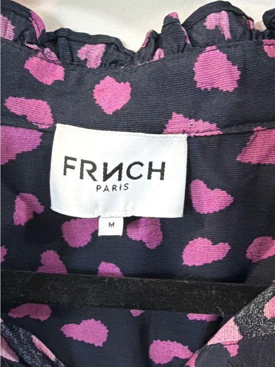 Frnch Paris navy blue heart print blouse